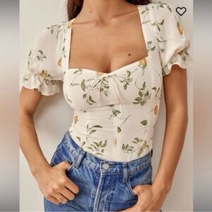 Reformation Delevan Blouse - Citron Lemon